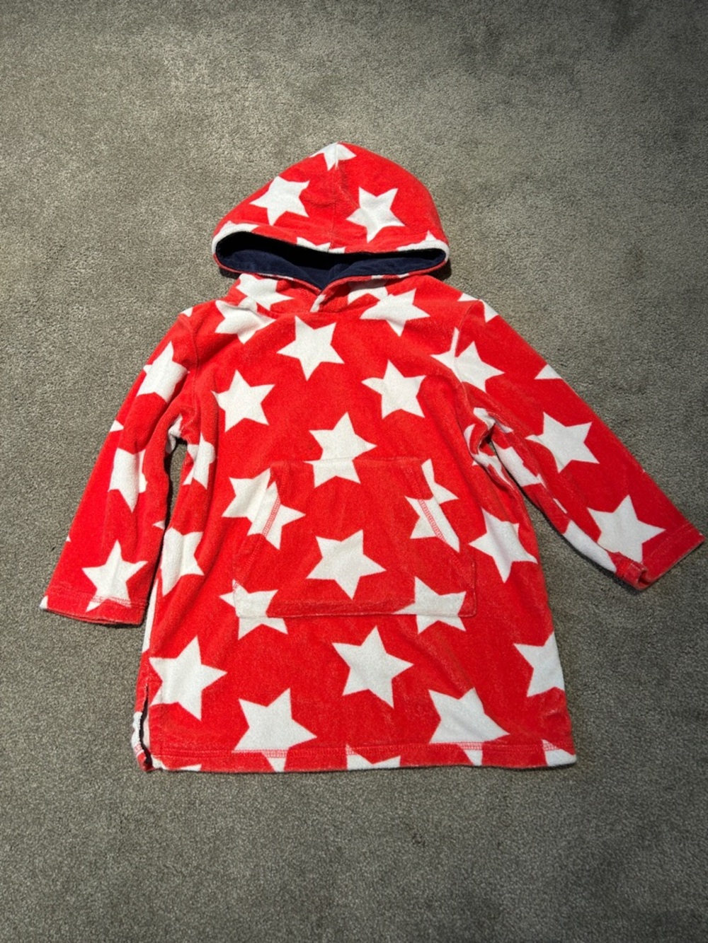 Mini Boden Red and White Star Hooded Swim Coverup